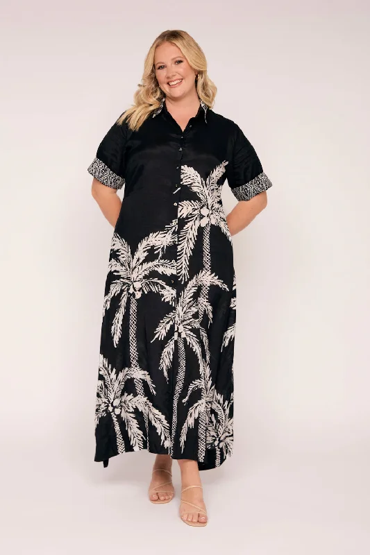 Cotton maxi dresses for a comfortable and everyday - wear optionGracie Shirt Dress in Sunset Palms Cotton maxi dresses for a comfortable and everyday - wear optionGracie Shirt Dress in Sunset Palms