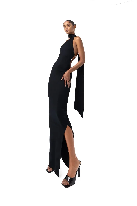 Maxi dresses with an asymmetric hem for a fashion - forward and eye - catching designKara Dress - Black Maxi dresses with an asymmetric hem for a fashion - forward and eye - catching designKara Dress - Black