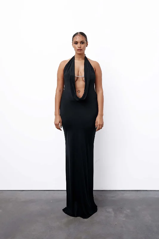 Linen maxi dresses for a breathable and lightweight summer optionKiyah Dress - Black