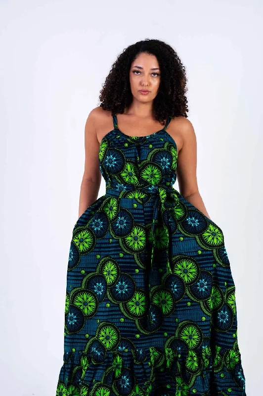Maxi dresses with a ruched bodice for a more form - fitting and feminine shapeMaya Ankara Maxi Dress | Green African Print Maxi dresses with a ruched bodice for a more form - fitting and feminine shapeMaya Ankara Maxi Dress | Green African Print