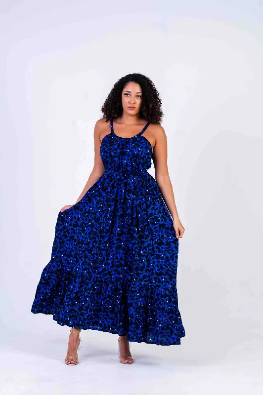 Maxi dresses with a V - neckline for a flattering and elongating shapeMbakara Ankara Maxi Dress | Blue and Black African Print Maxi dresses with a V - neckline for a flattering and elongating shapeMbakara Ankara Maxi Dress | Blue and Black African Print