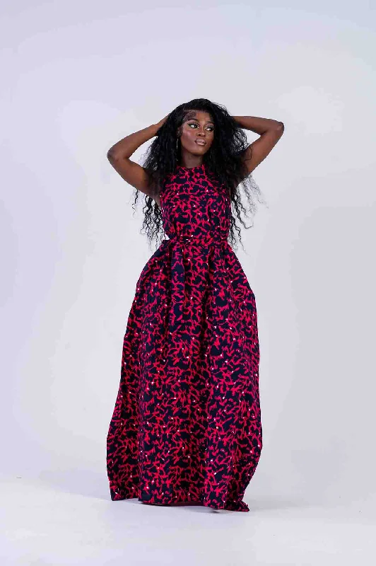 Maxi dresses with geometric prints for a contemporary aestheticMfoniso Ankara Maxi Dress | Pink and Blue African Print Maxi dresses with geometric prints for a contemporary aestheticMfoniso Ankara Maxi Dress | Pink and Blue African Print