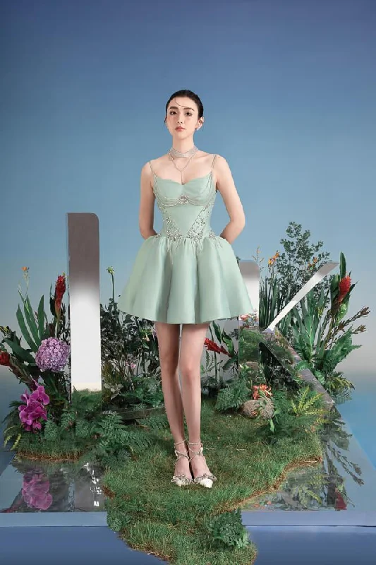 Mini dresses with asymmetric hems for a fashion - forward lookCaesar Fit and Flare Cami Taffeta Mini Dress Mini dresses with asymmetric hems for a fashion - forward lookCaesar Fit and Flare Cami Taffeta Mini Dress