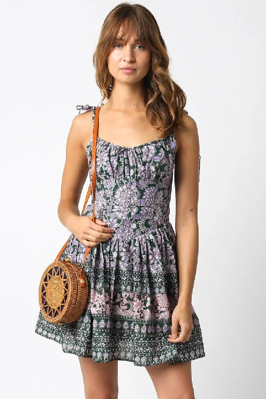 Linen mini dresses for a breathable summer optionChateau Dark Green Floral Bustier Dress Linen mini dresses for a breathable summer optionChateau Dark Green Floral Bustier Dress