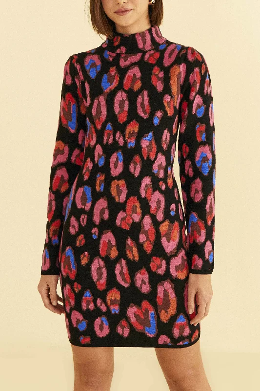 Cotton mini dresses for a comfortable everyday optionIridescent Leopards Knit Mini Dress Cotton mini dresses for a comfortable everyday optionIridescent Leopards Knit Mini Dress