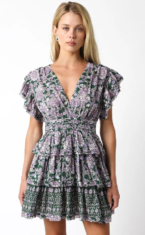 Mini dresses with beaded embellishments for a fancy eventJodie Green Floral Tiered Ruffle Mini Dress Mini dresses with beaded embellishments for a fancy eventJodie Green Floral Tiered Ruffle Mini Dress