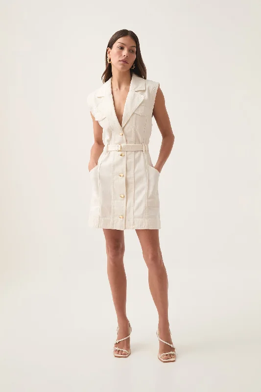 Strapless mini dresses for a beach vacationRen Denim Mini Dress