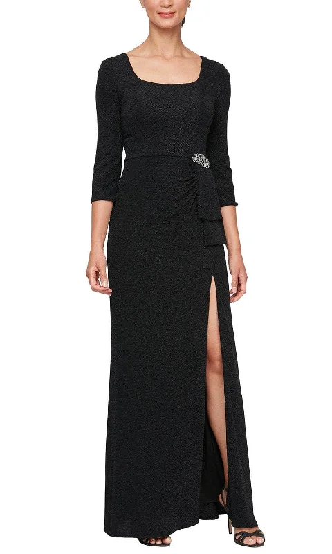 Sequined wedding guest dresses for an evening weddingAlex Evenings 8127800 - Square Neck Peplum Waist Formal Gown Sequined wedding guest dresses for an evening weddingAlex Evenings 8127800 - Square Neck Peplum Waist Formal Gown