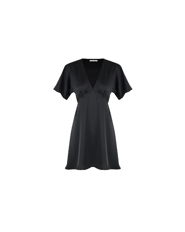 Mini dresses with polka dot patternsBETTINA SATIN MINI DRESS BLACK