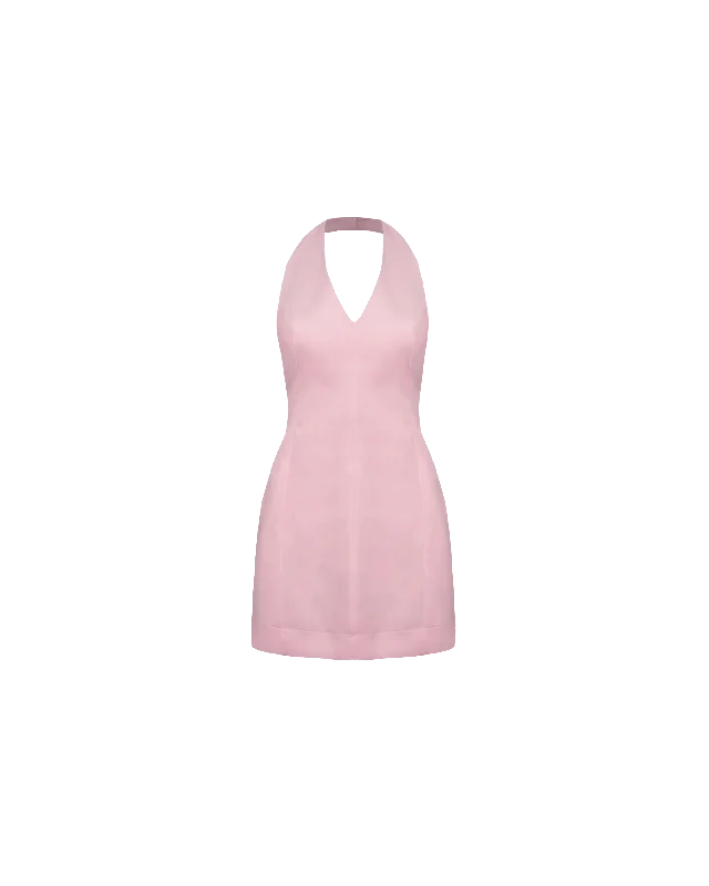 Mini dresses with side slits for a sexy appealCHER HALTER MINI DRESS SOFT PINK
