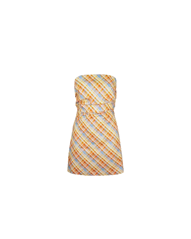 Mini dresses with belted waists for a defined silhouetteCHER MINI DRESS YELLOW TARTAN Mini dresses with belted waists for a defined silhouetteCHER MINI DRESS YELLOW TARTAN