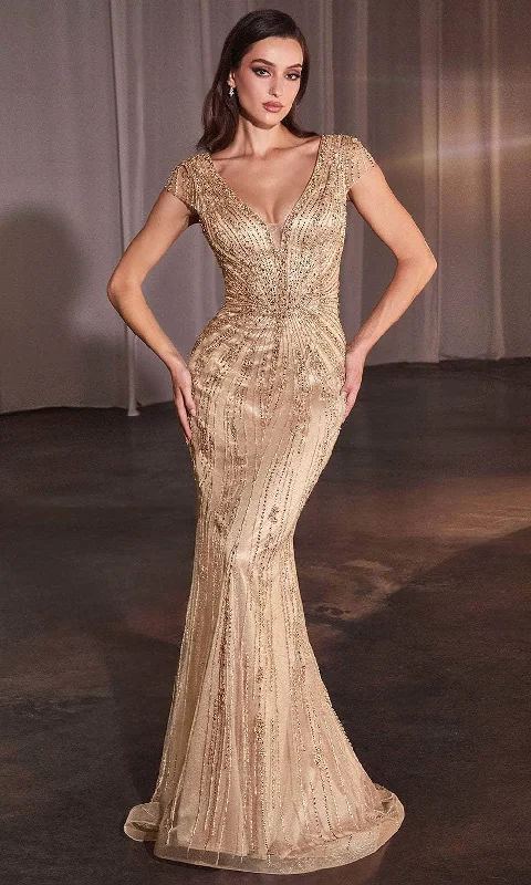 Wedding guest dresses with cold - shoulder designs and solid colorsCinderella Divine CZ0029 - Sequin Embelished Plunging V-Neck Prom Gown Wedding guest dresses with cold - shoulder designs and solid colorsCinderella Divine CZ0029 - Sequin Embelished Plunging V-Neck Prom Gown