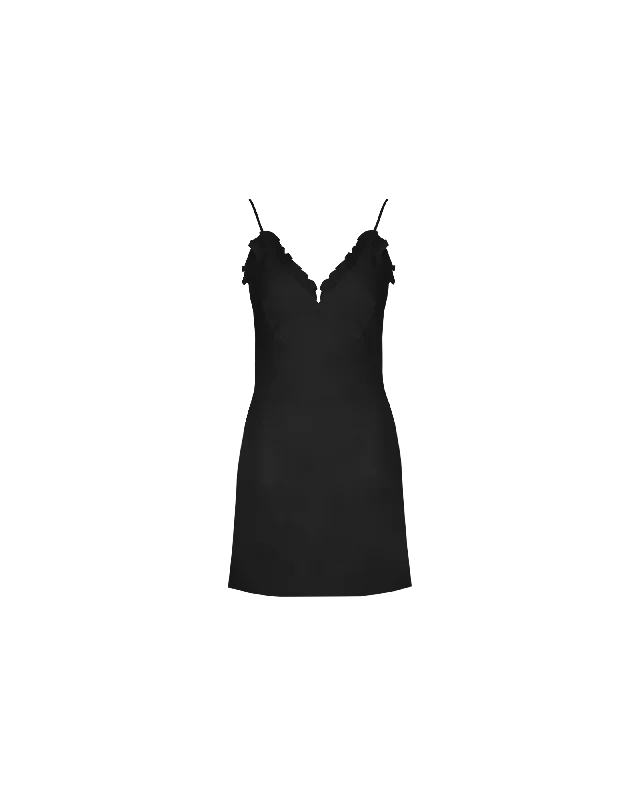 Mini dresses with puff sleeves for a vintage lookDELILAH RUFFLE MINI DRESS BLACK