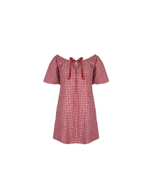 Satin mini dresses for a luxurious feelFLORY MINI DRESS PINK BURGUNDY GINGHAM