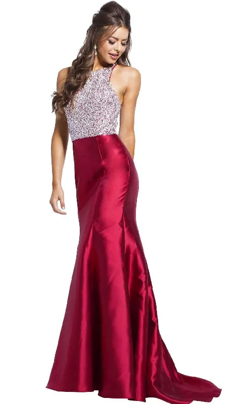 Polka - dot - printed wedding guest dresses with short sleevesJovani 57615 Halter Long Prom Dress Polka - dot - printed wedding guest dresses with short sleevesJovani 57615 Halter Long Prom Dress