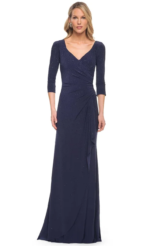 Wedding guest dresses with cold - shoulder ruffled sleeves and knee - length hemsLa Femme 30177 - Ruffled Skirt Long Dress Wedding guest dresses with cold - shoulder ruffled sleeves and knee - length hemsLa Femme 30177 - Ruffled Skirt Long Dress