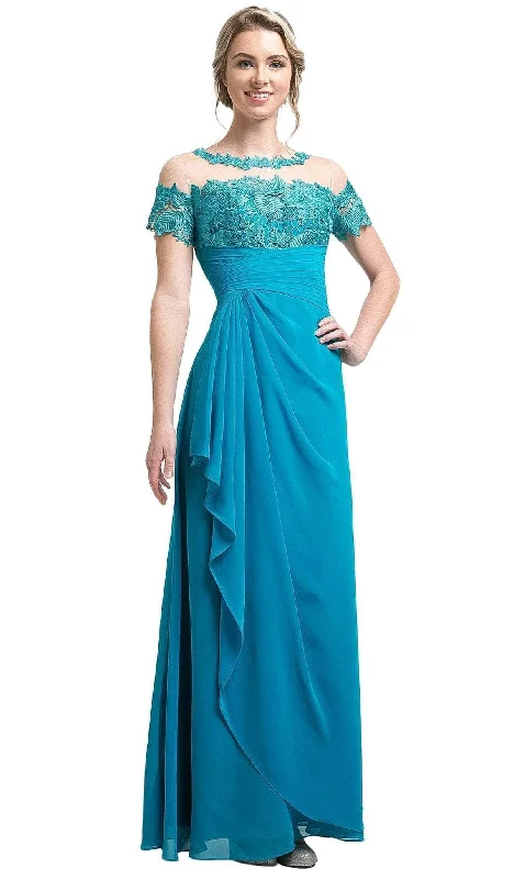Embroidered wedding guest dresses in earthy tones for a rustic weddingLadivine CH1509 - Lace Illusion Pleated Sheath Dress Embroidered wedding guest dresses in earthy tones for a rustic weddingLadivine CH1509 - Lace Illusion Pleated Sheath Dress