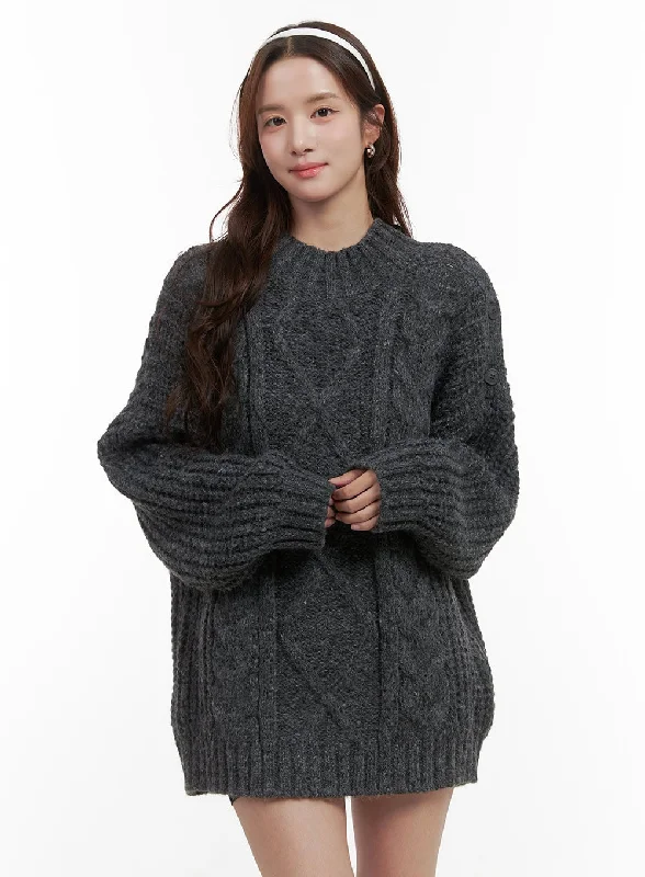 Mini dresses with ribbed textures for a unique appearanceLoose-Fit Knit Mini Dress OO421 Mini dresses with ribbed textures for a unique appearanceLoose-Fit Knit Mini Dress OO421