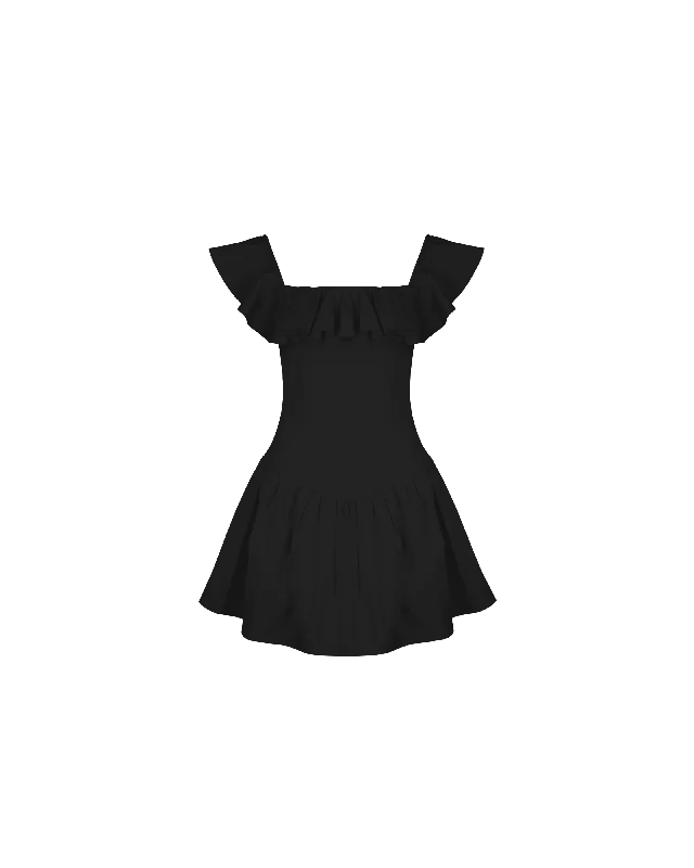 Mini dresses with criss - cross backs for a flirty lookMONACO MINI DRESS BLACK
