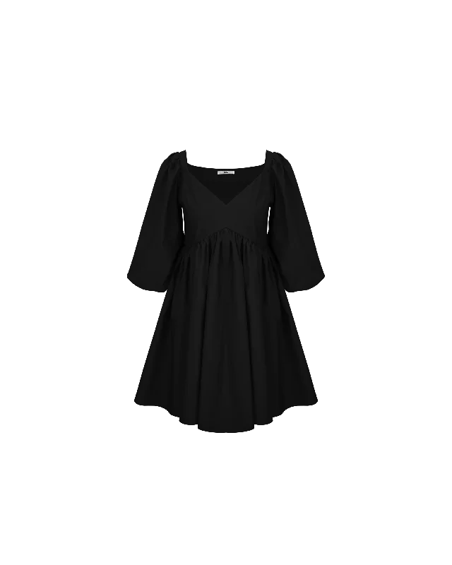 Cotton mini dresses for a comfortable everyday optionNONI MINI DRESS BLACK