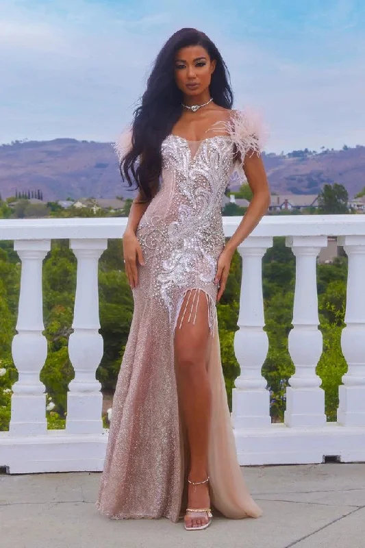 Sheer wedding guest dresses with lace inserts and long sleevesPortia And Scarlett 22957 Prom Long Formal Dress Sheer wedding guest dresses with lace inserts and long sleevesPortia And Scarlett 22957 Prom Long Formal Dress