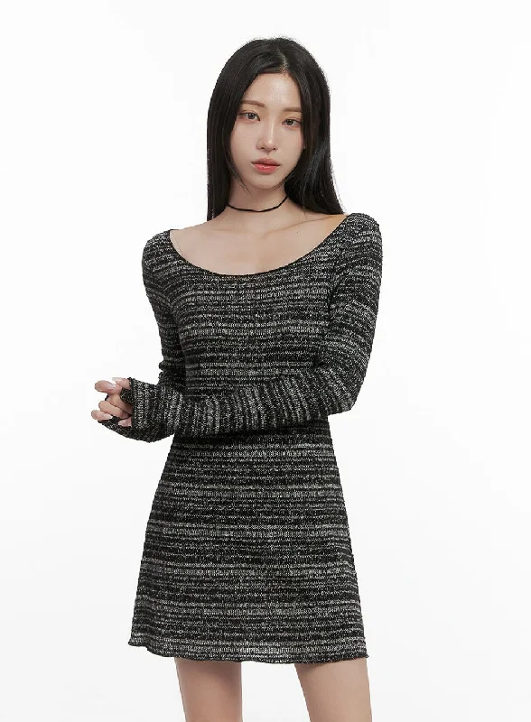 Animal print mini dresses for a bold statementStriped Wool Blend Mini Dress CS430