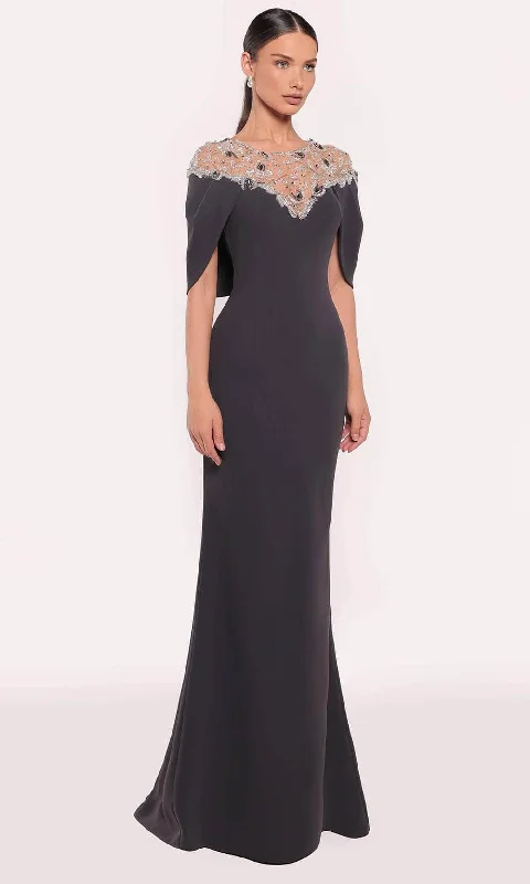 Bow - backed wedding guest dresses in silk for a luxurious feelTarik Ediz 98805 - Beaded Yoke Long Gown Bow - backed wedding guest dresses in silk for a luxurious feelTarik Ediz 98805 - Beaded Yoke Long Gown