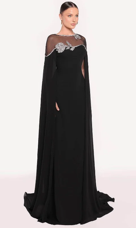 Wedding guest dresses with patchwork designs for a unique lookTarik Ediz 98807 - Cape Trumpet Evening Gown Wedding guest dresses with patchwork designs for a unique lookTarik Ediz 98807 - Cape Trumpet Evening Gown