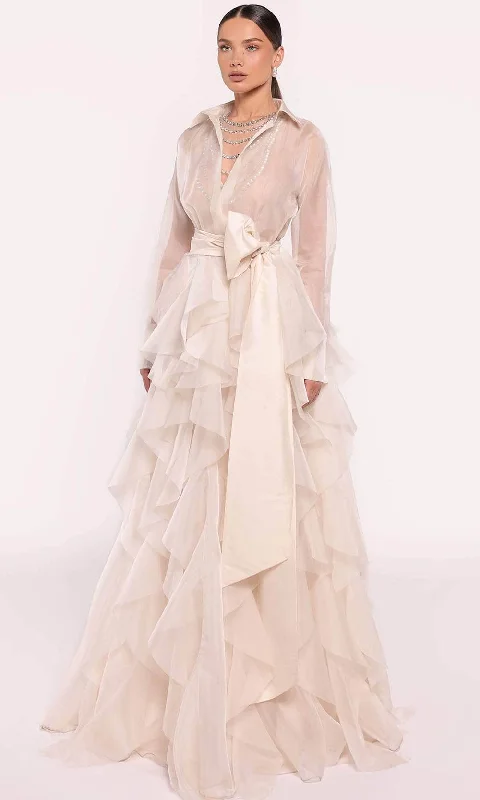 Wedding guest dresses with belted waists and knee - length skirtsTarik Ediz 98836 - Bow Tiered Ballgown Wedding guest dresses with belted waists and knee - length skirtsTarik Ediz 98836 - Bow Tiered Ballgown