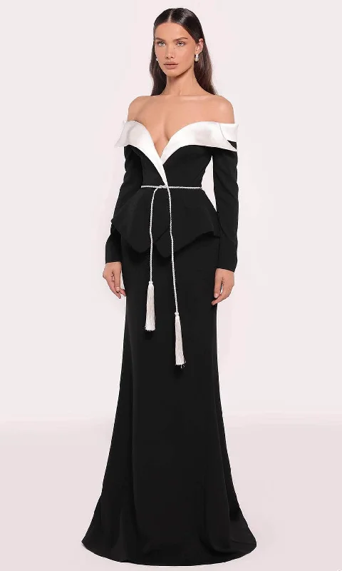 Animal - print wedding guest dresses in subtle colors for a bold statementTarik Ediz 98841 - Two-Toned Off Shoulder Gown Animal - print wedding guest dresses in subtle colors for a bold statementTarik Ediz 98841 - Two-Toned Off Shoulder Gown