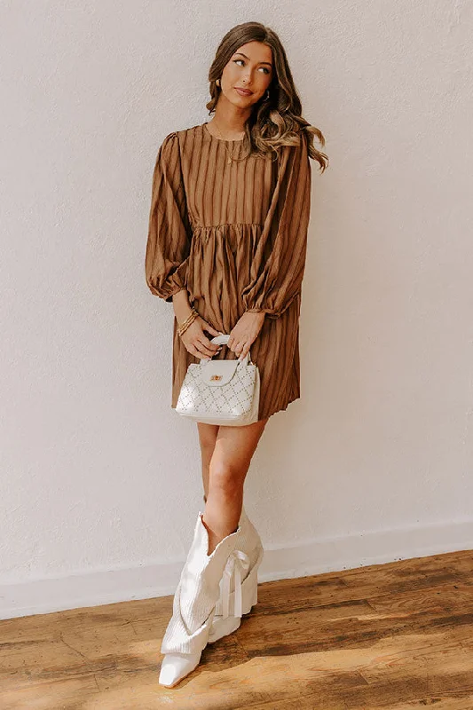 Mini dresses with ribbed textures for a unique appearanceVermont Stroll Stripe Mini Dress in Mocha Mini dresses with ribbed textures for a unique appearanceVermont Stroll Stripe Mini Dress in Mocha