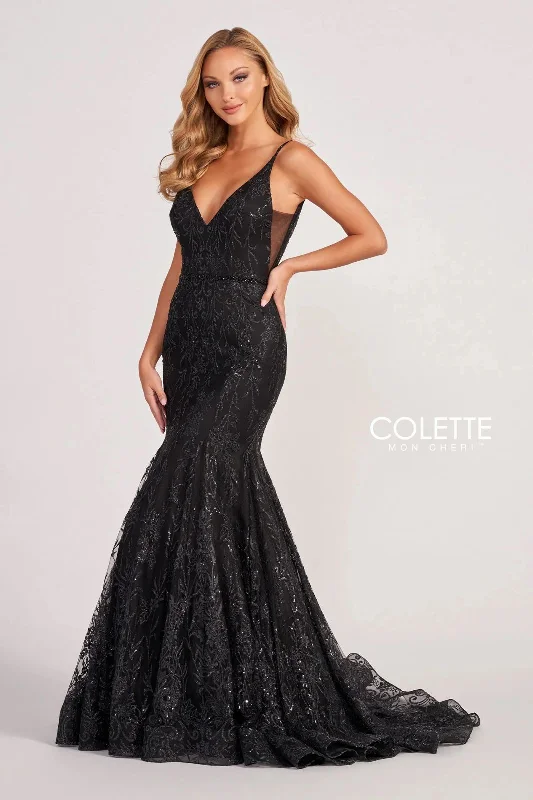Maxi Women Dress with Floral Print for a Bohemian VibeColette CL2021 Fitted Prom Long Glitter Formal Mermaid Dress