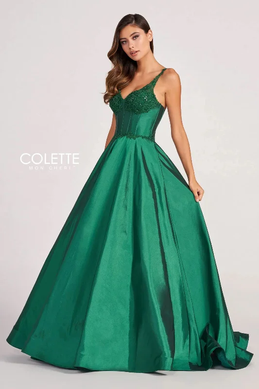 Sleeveless Women Dress in Bright Colors for Summer PartiesColette CL2032 Beaded Prom Long Applique Formal Ball Gown