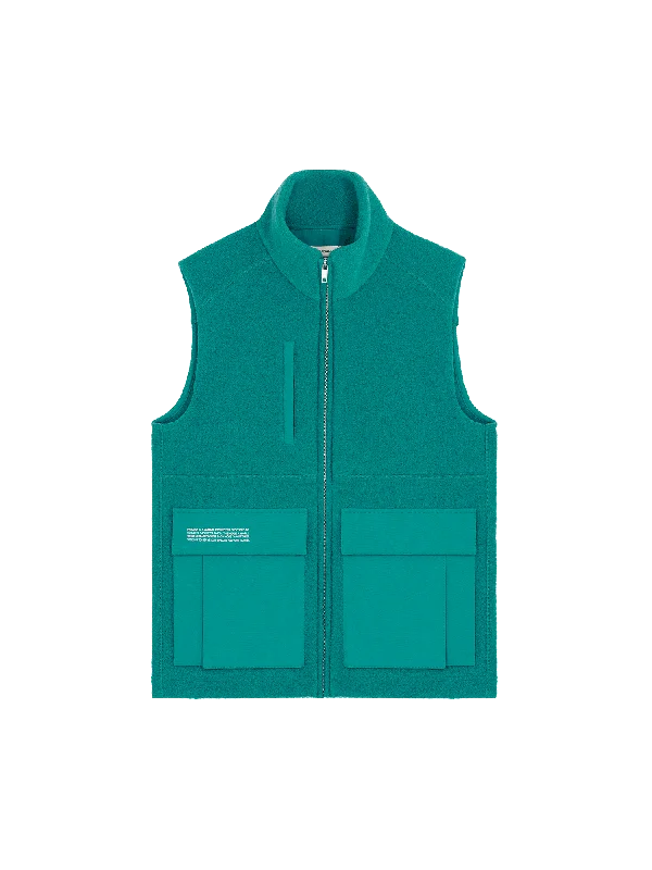 Women's knee - length wool blend coats with a fur collar for added warmthWomen's DNA Utility Wool Gilet—scarab teal Women's knee - length wool blend coats with a fur collar for added warmthWomen's DNA Utility Wool Gilet—scarab teal