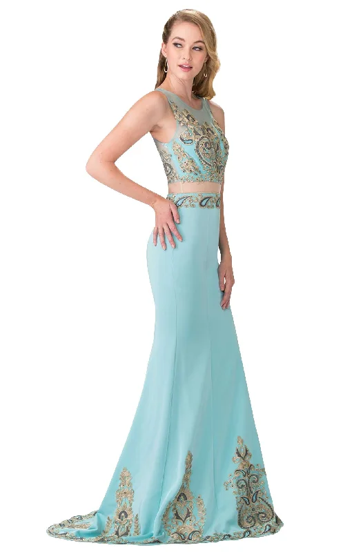 Formal dresses with halter necks and lace - up backs for a stylish promElizabeth K GL2248 Dress