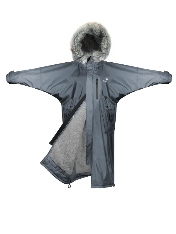 Oversized women's wool coats in a monochromatic look for a trendy outfitEvolution Women's | Thick Fleece | Fur Hood | Charcoal/Grey Oversized women's wool coats in a monochromatic look for a trendy outfitEvolution Women's | Thick Fleece | Fur Hood | Charcoal/Grey