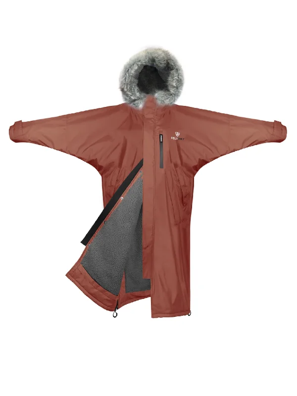 Checkered women's wool coats in a classic pattern for a timeless styleEvolution Women's | Thick Fleece | Fur Hood | Chestnut Checkered women's wool coats in a classic pattern for a timeless styleEvolution Women's | Thick Fleece | Fur Hood | Chestnut