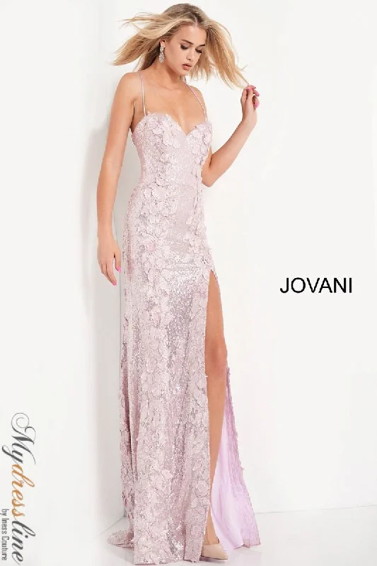 Prom dresses with cold - shoulder ruffled sleeves and floral prints for a romantic and fashionable styleJovani 06109 Prom dresses with cold - shoulder ruffled sleeves and floral prints for a romantic and fashionable styleJovani 06109