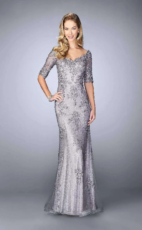 Prom dresses with keyhole backs and rhinestone - studded straps for a flirty lookLa Femme 24866 Dress Prom dresses with keyhole backs and rhinestone - studded straps for a flirty lookLa Femme 24866 Dress