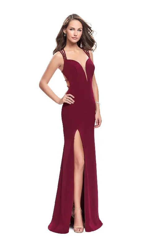 Sequined formal dresses with open backs for a sexy prom styleLa Femme 26167 Dress