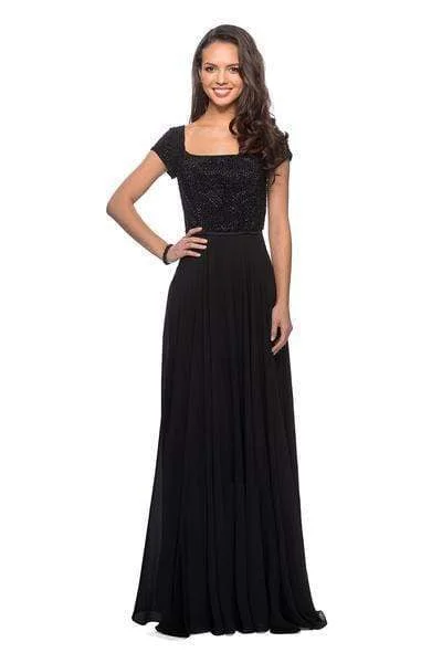 Strapless formal dresses with tulle skirts for a classic prom lookLa Femme - 26512 Embellished Square Neck Chiffon A-line Dress Strapless formal dresses with tulle skirts for a classic prom lookLa Femme - 26512 Embellished Square Neck Chiffon A-line Dress