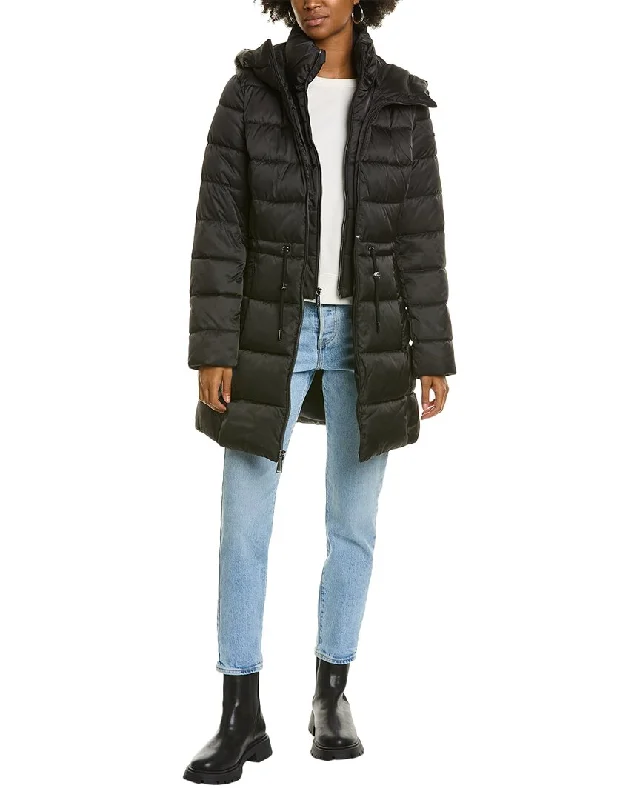 Mid - length women's down coats in a slim fit for a modern and sleek appearanceLaundry by Shelli Segal Quilted Coat Mid - length women's down coats in a slim fit for a modern and sleek appearanceLaundry by Shelli Segal Quilted Coat