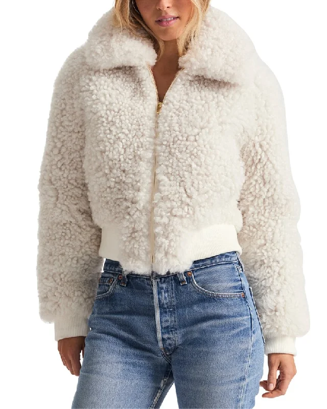 Women's faux fur coats in bright colors for a bold fashion statementLoveShackFancy Morea Bomber Jacket Women's faux fur coats in bright colors for a bold fashion statementLoveShackFancy Morea Bomber Jacket
