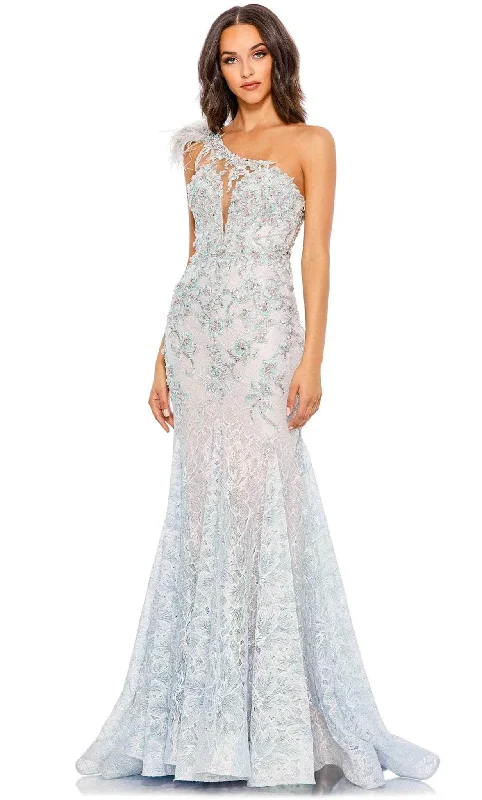 Prom dresses with lace - trimmed hems and off - the - shoulder necklines for a delicate lookMac Duggal 79264 - One Shoulder Embroidered Long Gown