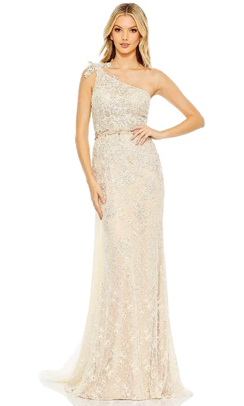 Prom dresses with one - shoulder ruffled straps and geometric patterns for a contemporary and eye - catching formal eventMac Duggal 79315 - One Shoulder Lace Sheath Gown Prom dresses with one - shoulder ruffled straps and geometric patterns for a contemporary and eye - catching formal eventMac Duggal 79315 - One Shoulder Lace Sheath Gown