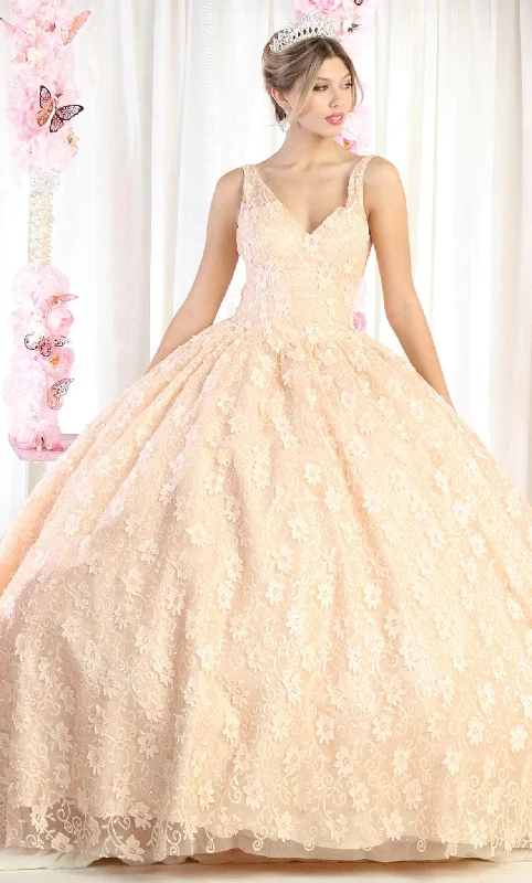 Formal dresses with wrap - around styles and beaded belts for a customized fitMay Queen LK168 - Floral Lace Quinceanera Ballgown Formal dresses with wrap - around styles and beaded belts for a customized fitMay Queen LK168 - Floral Lace Quinceanera Ballgown