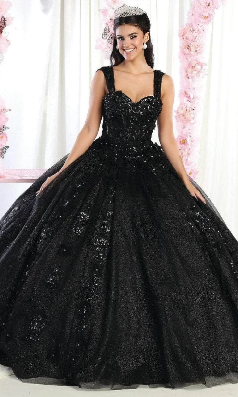 Long - train formal dresses in chiffon for a dramatic prom entranceMay Queen LK171 - Wide Strap Floral Glitter Ballgown Long - train formal dresses in chiffon for a dramatic prom entranceMay Queen LK171 - Wide Strap Floral Glitter Ballgown