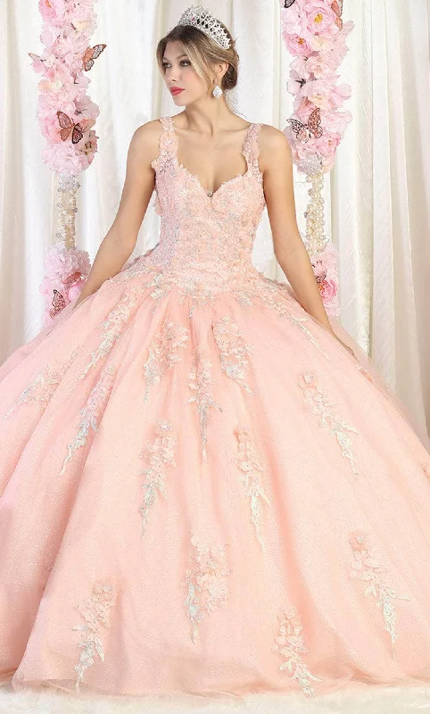 Formal dresses with tiered lace skirts and off - the - shoulder necklines for a feminine and elegant formal appearanceMay Queen LK181 - Embroidered Tulle Quinceanera Ballgown Formal dresses with tiered lace skirts and off - the - shoulder necklines for a feminine and elegant formal appearanceMay Queen LK181 - Embroidered Tulle Quinceanera Ballgown