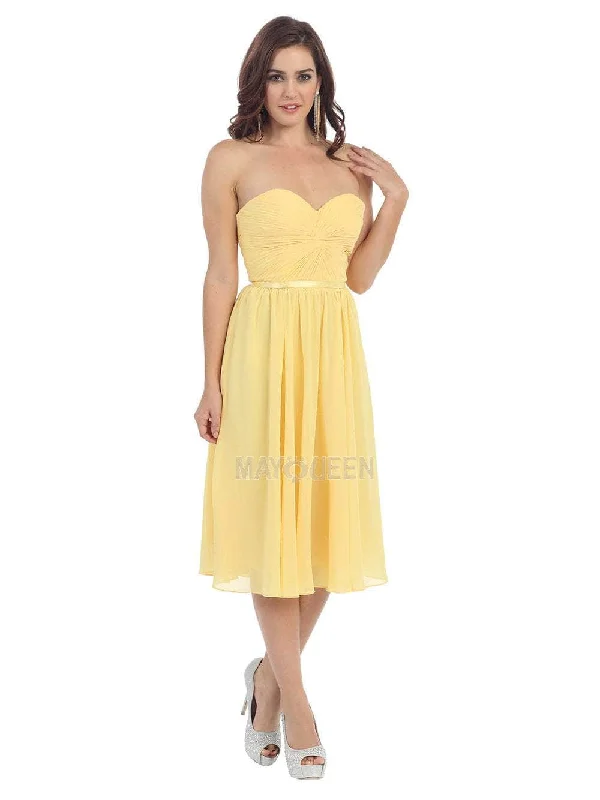 Prom dresses with keyhole backs and rhinestone - studded straps for a flirty lookMay Queen - MQ1161 Strapless Sweetheart A-Line Tea-Length Dress Prom dresses with keyhole backs and rhinestone - studded straps for a flirty lookMay Queen - MQ1161 Strapless Sweetheart A-Line Tea-Length Dress