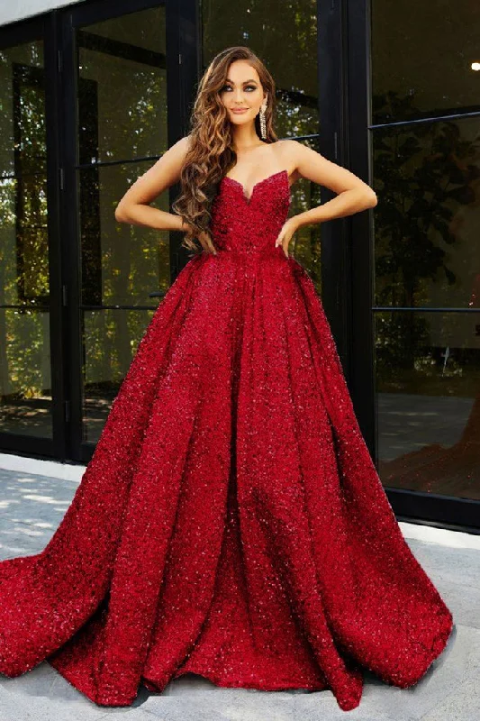 Formal dresses with asymmetric ruffled hems and high - low designs for a fashion - forward and dynamic appearancePortia & Scarlett PS21208B Formal dresses with asymmetric ruffled hems and high - low designs for a fashion - forward and dynamic appearancePortia & Scarlett PS21208B